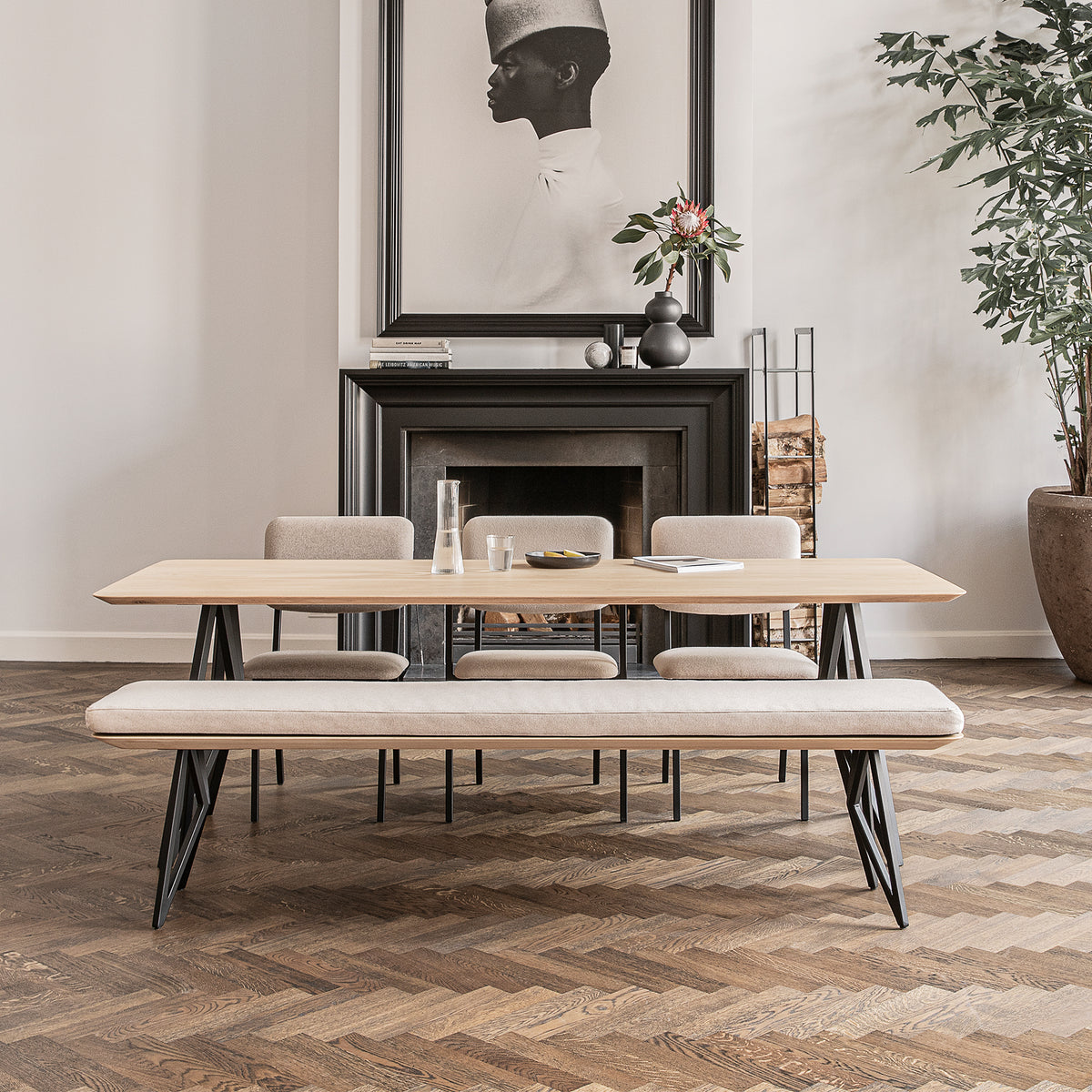 Butterfly eetkamerbank Eiken naturel lak 140cm