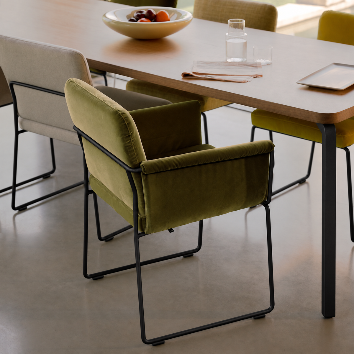 Arc tafel chroom, eiken naturel light rechthoekig