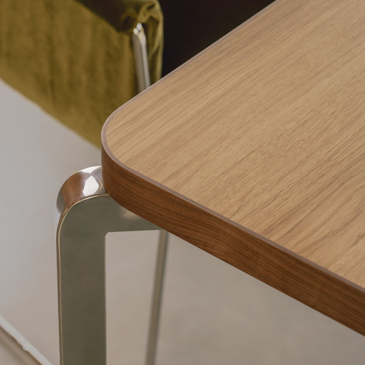 Arc tafel chroom, eiken naturel light rechthoekig