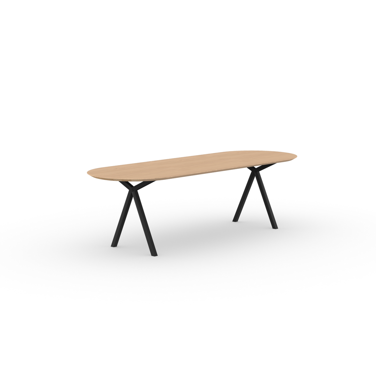 Slim X-type Flat Oval Eiken hardwax olie natural light Staal zwarte poedercoating eettafel