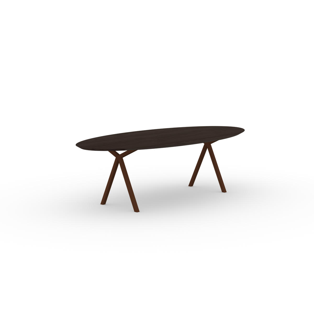 Slim X-type Ovaal Eiken gerookte beits Staal bruine poedercoating eettafel