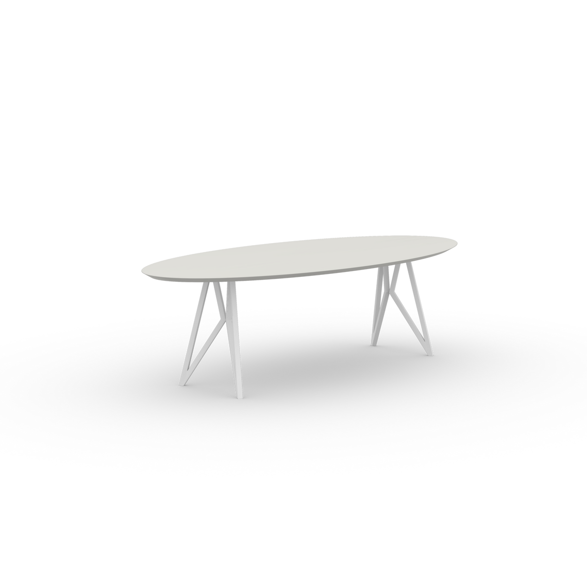 Butterfly Ovaal HPL Fenix Bianco Kos Staal witte poedercoating eettafel