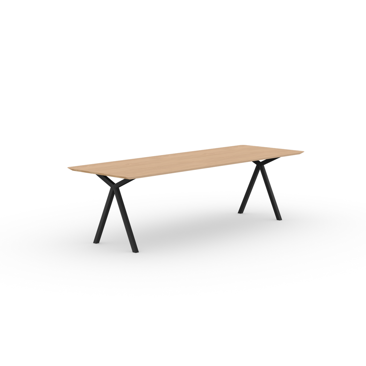 Slim X-type Rechthoekig Eiken hardwax olie natural light Staal zwarte poedercoating eettafel