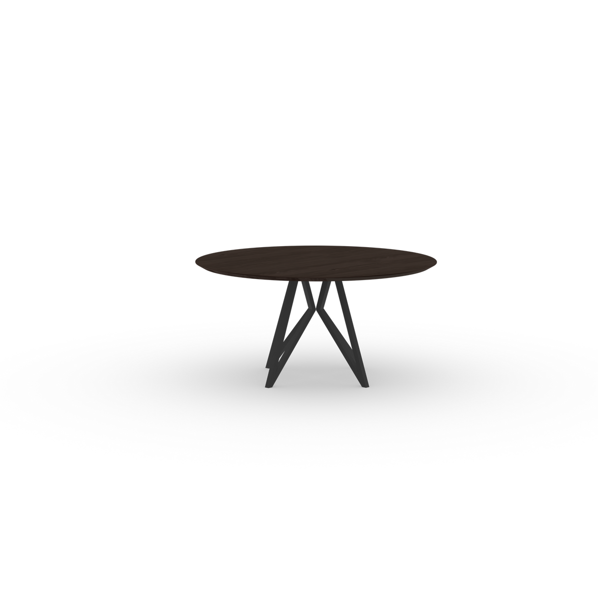 Butterfly Quadpod Rond Eiken gerookte beits Staal zwarte poedercoating eettafel