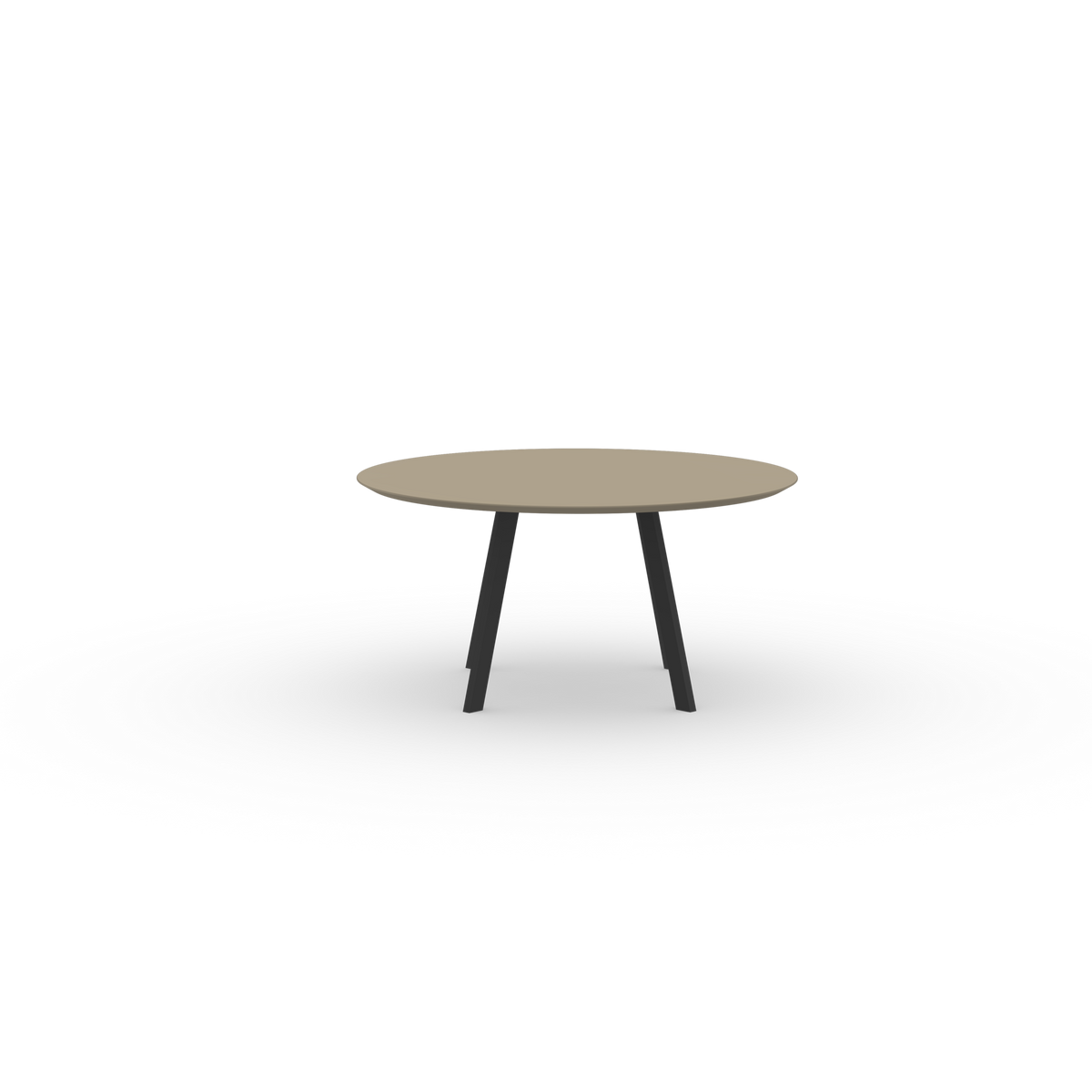 New Co Quadpod Round HPL Fenix Beige Luxor Steel black powder-coated dining table