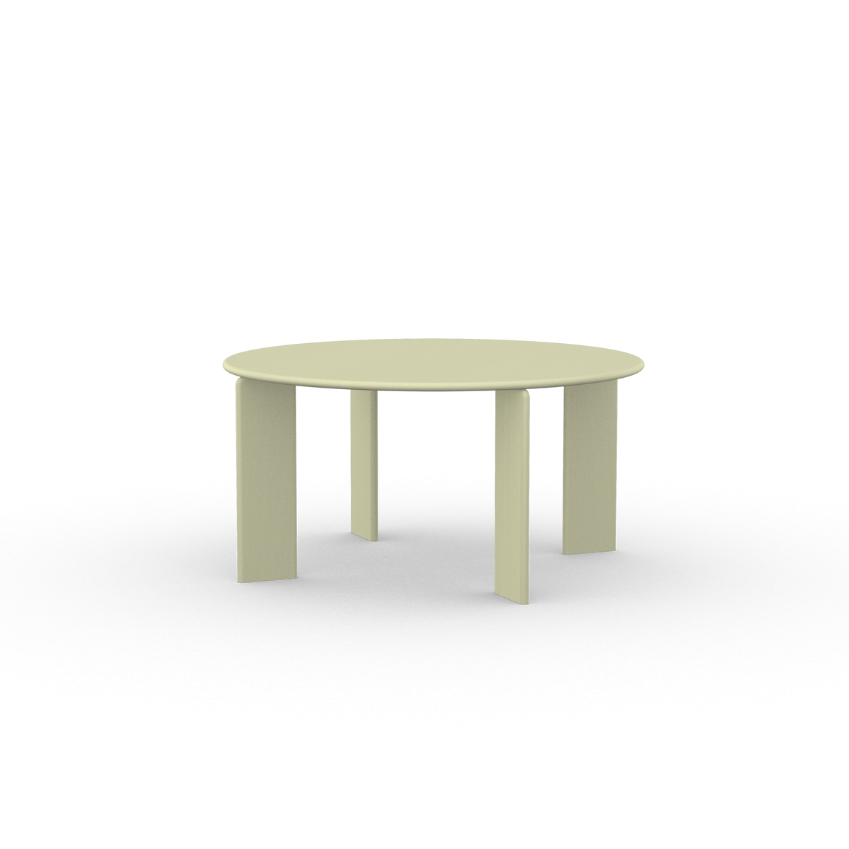 Soft Quadpod Round Oak yellow lacquered dining table