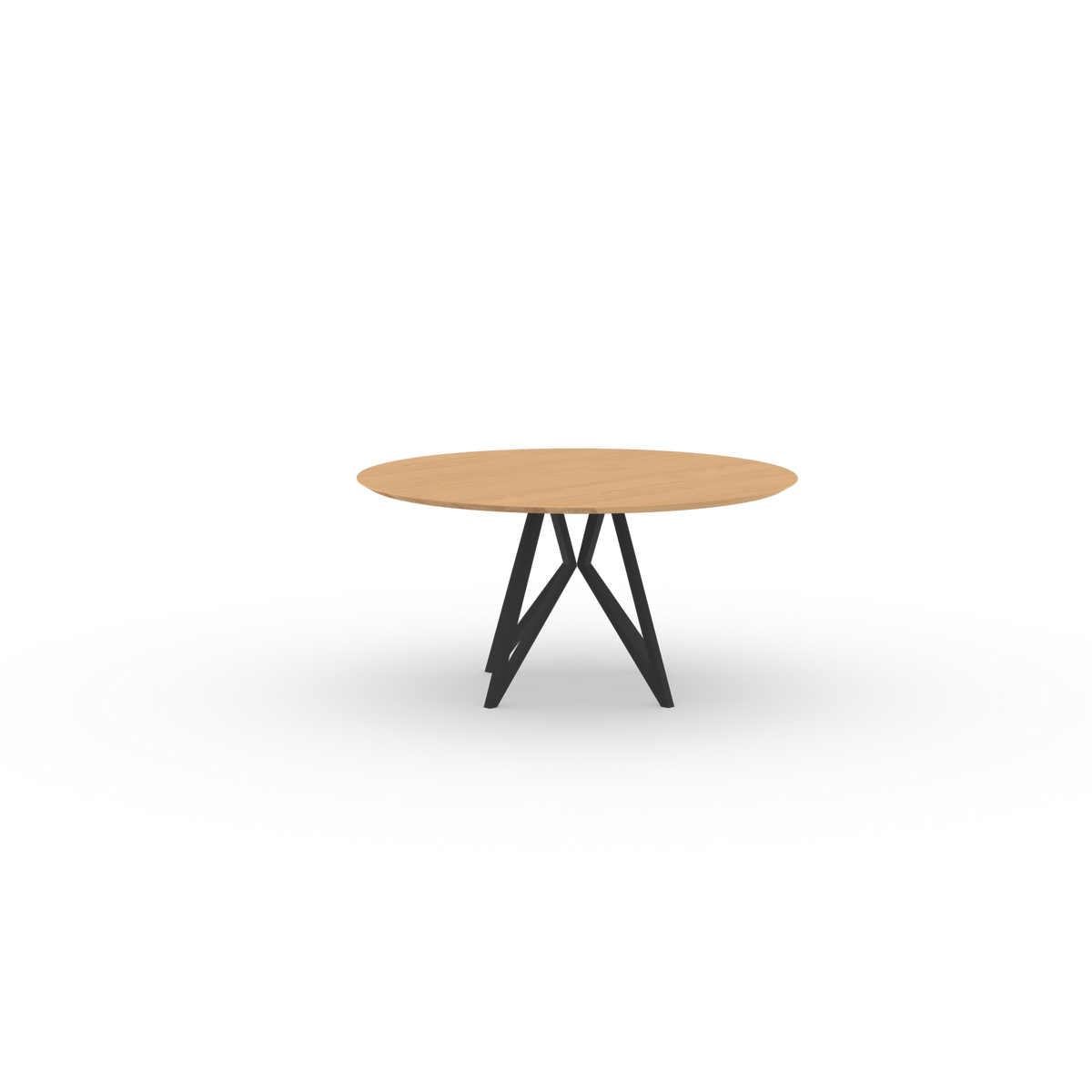 Butterfly Quadpod Rond Eiken hardwax olie natural Staal zwarte poedercoating eettafel
